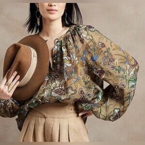 Banana Republic Paisley BoHo Safari Button-Down Oversized Shirt Blouse Top NWT